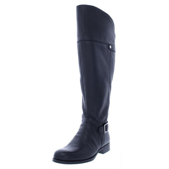 Naturalizer January Wide Calf Black Leather Knee High Riding Boots: 7.5 W - Picture 1 of 15